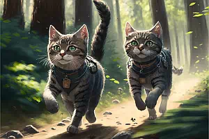 Von Midjourned erstellte Illustration der beiden Katzen